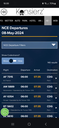 Konsierz - Feel Free 24/7- App- Nice Lufthafen - Abflugzeiten-500px